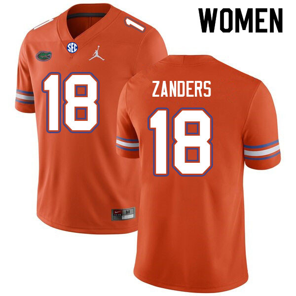 Women #18 Dante Zanders Florida Gators College Football Jerseys Sale-Orange - Click Image to Close